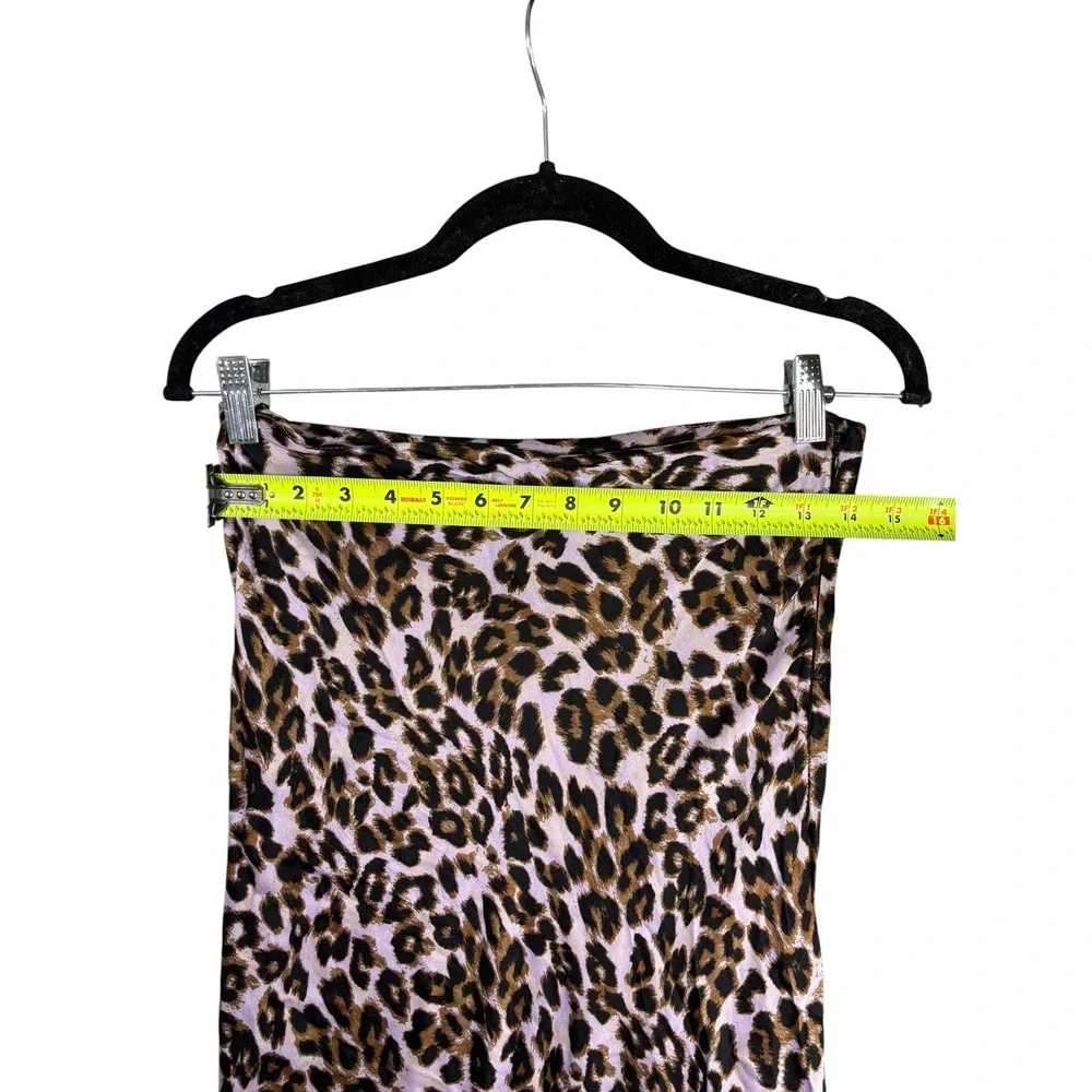 Urban Outfitters Lilac Leopard Print Satin Midi Slip Skirt Purple Brown Small - Picture 8 of 10